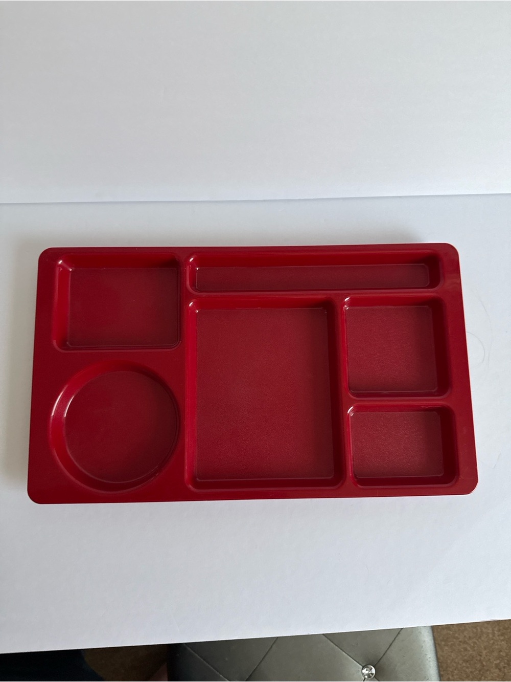 Vintage Red Plastic TV Dinner / Cafeteria Style Serving Tray